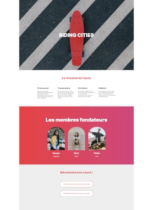 Apercu site RIDING CITIES, passionnés skateboard